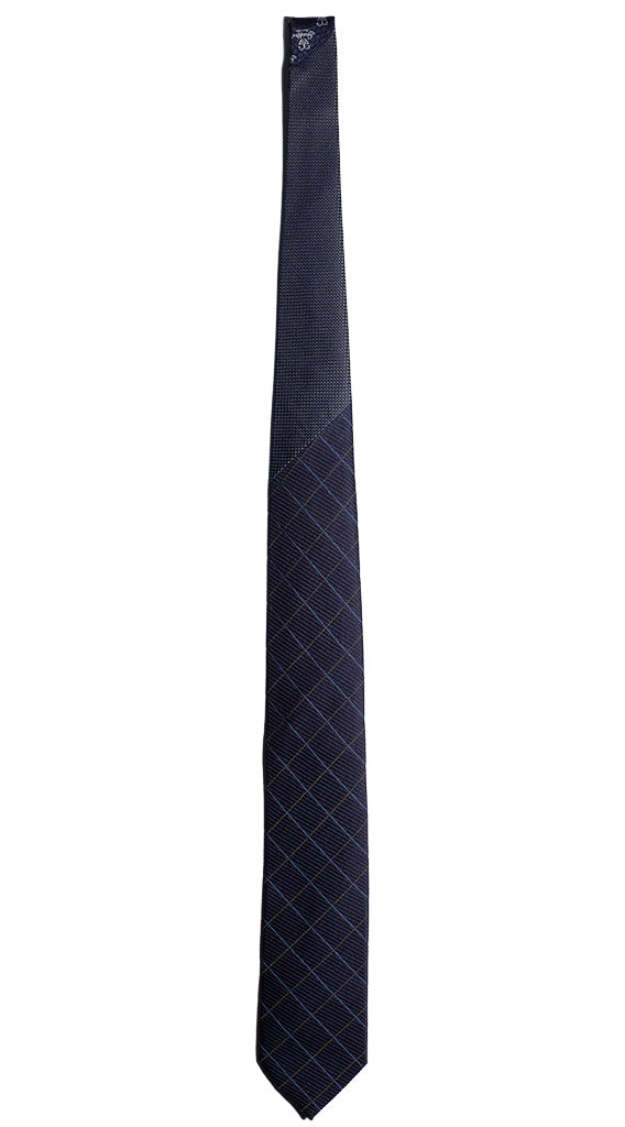 Cravatta a Quadri Blu Verde Celeste Nodo in Contrasto Blu Punto a Spillo Made in Italy Graffeo Cravatte Intera