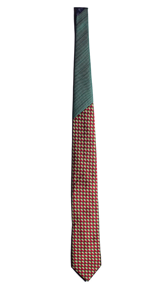 Cravatta a Quadri Rossa Verde Gialla Nodo in Contrasto Principe di Galles Verde Blu Made in Italy Graffeo Cravatte Intera