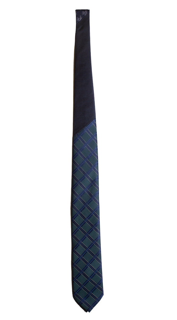 Cravatta a Quadri Verde Blu Nodo in Contrasto Blu Made in Italy Graffeo Cravatte Intera