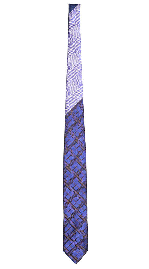 Cravatta a Quadri Viola Marrone Nodo in Contrasto Principe di Galles Bianco Bluette Made in Italy Graffeo Cravatte Intera