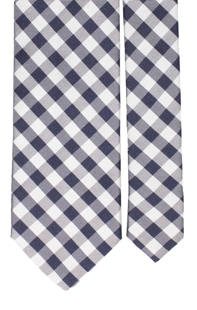 Cravatta a Quadri di Seta Blu Grigio Chiaro Made in Italy Graffeo Cravatte Pala