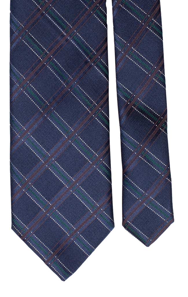 Cravatta a Quadri di Seta Blu Verde Marrone Bianco Made in Italy Graffeo Cravatte Pala