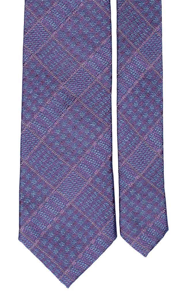 Cravatta a Quadri di Seta Jaspé Lavanda Celeste Giallo Made in italy Graffeo Cravatte Pala