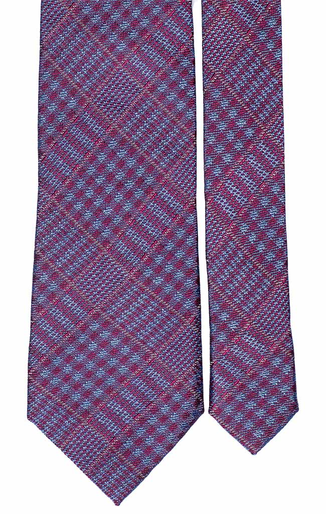 Cravatta a Quadri di Seta Jaspé Rossa Celeste Beige Made in Italy Graffeo Cravatte Pala