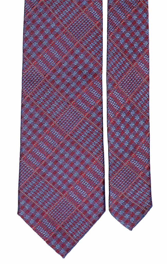 Cravatta a Quadri di Seta Jaspé Rossa Celeste Giallo Made in Italy Graffeo Cravatte Pala