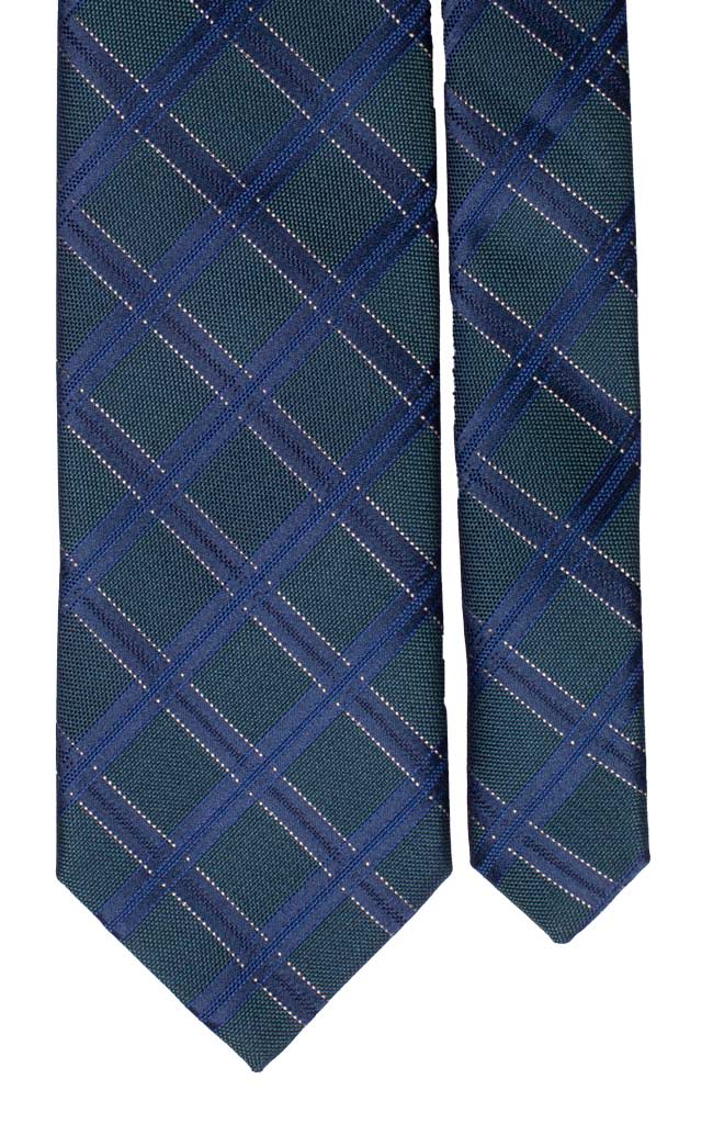 Cravatta a Quadri di Seta Verde Bluette Blu Bianco Made in Italy graffeo Cravatte Pala