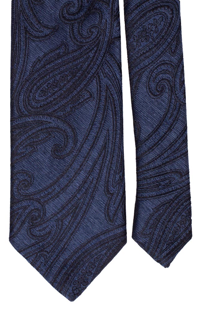 Cravatta da Cerimonia di Seta Blu Navy Paisley Blu Notte Made in Italy graffeo Cravatte Pala
