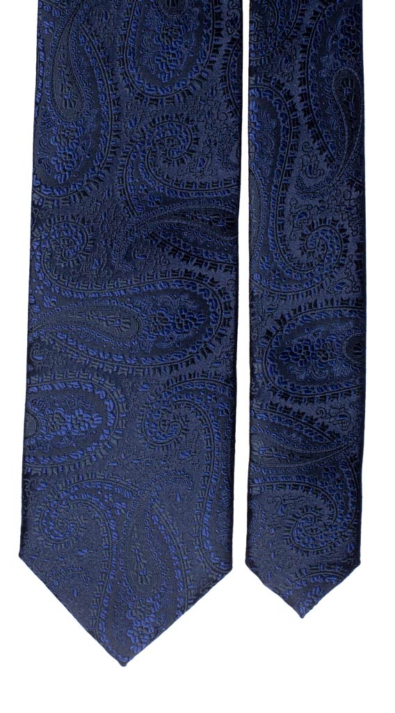 Cravatta da Cerimonia di Seta Blu Paisley Blu Navy Made in Italy graffeo Cravatte Pala