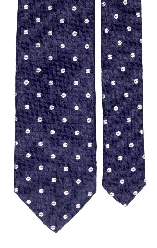 Cravatta da Cerimonia di Seta Bluette Fantasia Bianca Made in Italy Graffeo Cravatte Pala