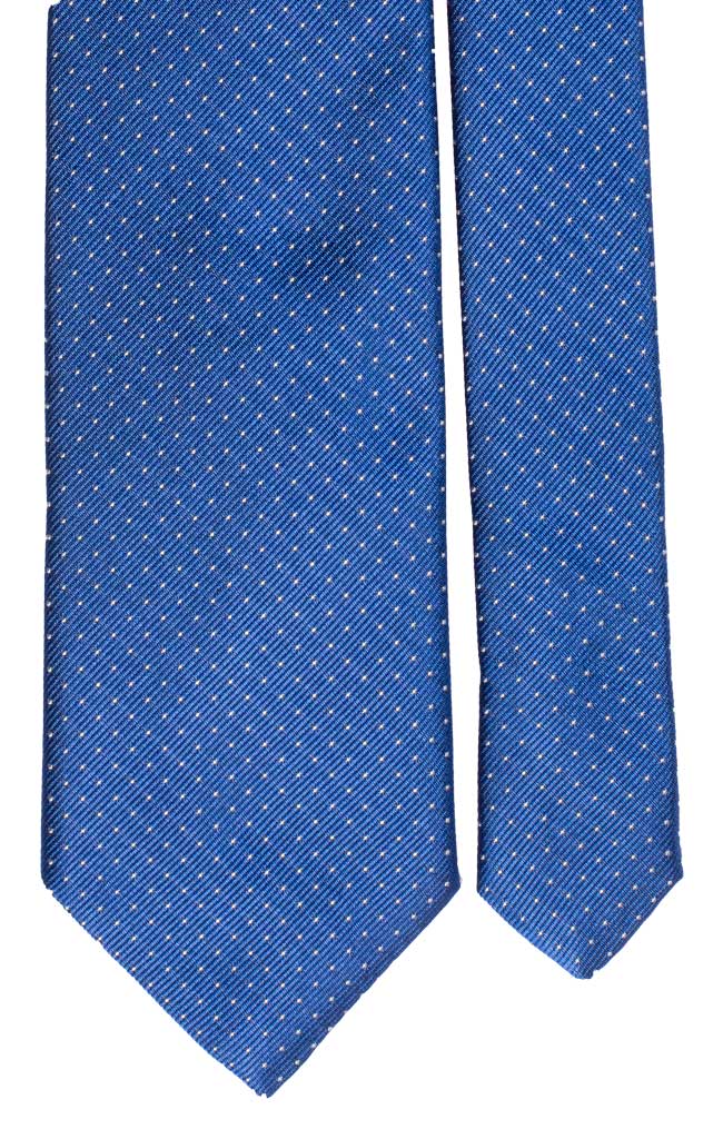 Cravatta da Cerimonia di Seta Bluette Punto a Spillo Bianco Made in Italy Graffeo Cravatte Pala