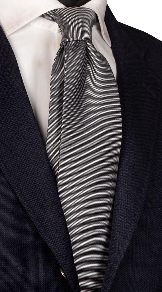 Cravatta da Cerimonia di Seta Fantasia Nera Bianca Made in Italy Graffeo Cravatte