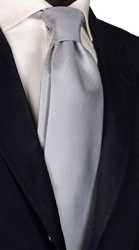 Cravatta da Cerimonia di Seta Grigia Tinta Unita Made in Italy Graffeo Cravatte