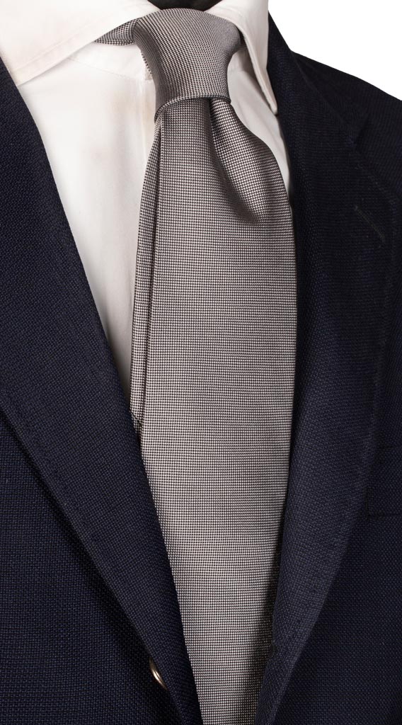 Cravatta da Cerimonia di Seta Grigio scuro Tinta Unita Made in Italy Graffeo Cravatte
