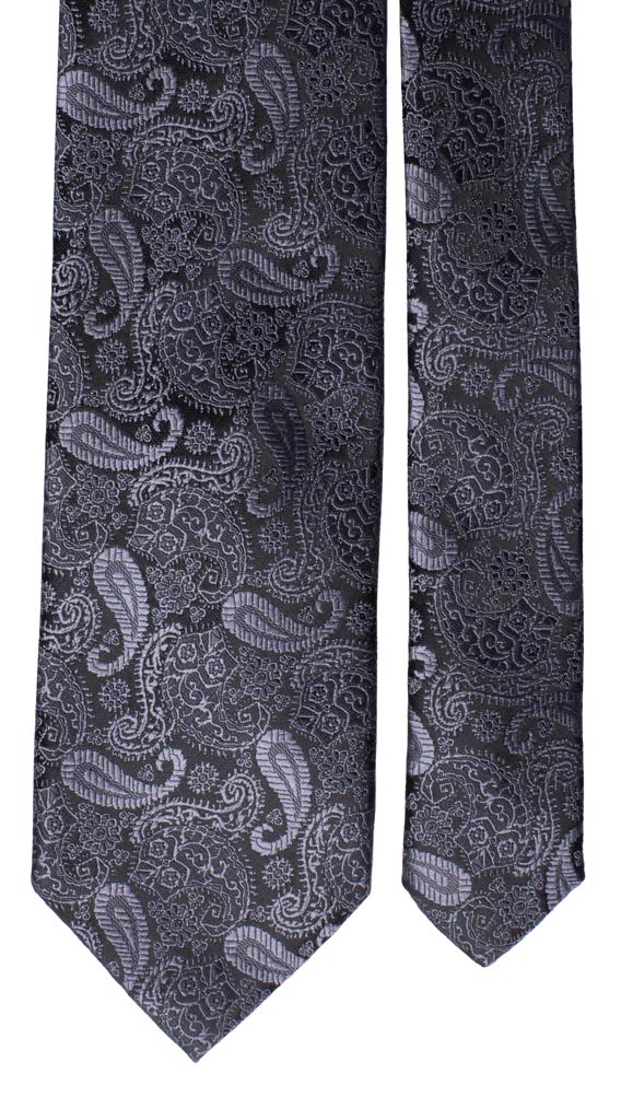 Cravatta da Cerimonia di Seta Nera Paisley Grigio Antracite Made in Italy graffeo Cravatte pala