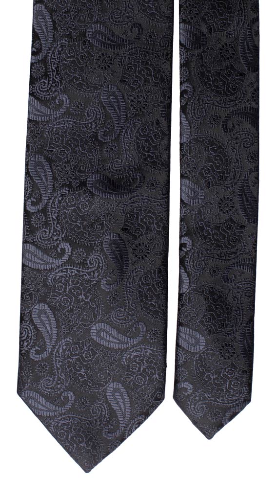 Cravatta da Cerimonia di Seta Nera Paisley Tono su Tono Made in Italy graffeo Cravatte Pala