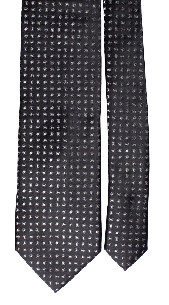 Cravatta da Cerimonia di Seta Nera a Pois Grigio Argento Made in Italy graffeo Cravatte Pala