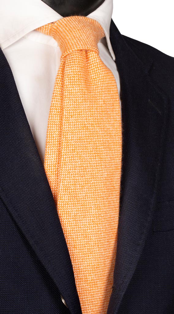 Cravatta di Cashmere Fantasia Arancione Beige chiaro Made in Italy Graffeo Cravatte