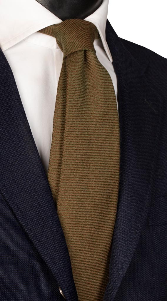 Cravatta di Cashmere Fantasia Verde Marrone Made in Italy Graffeo Cravatte