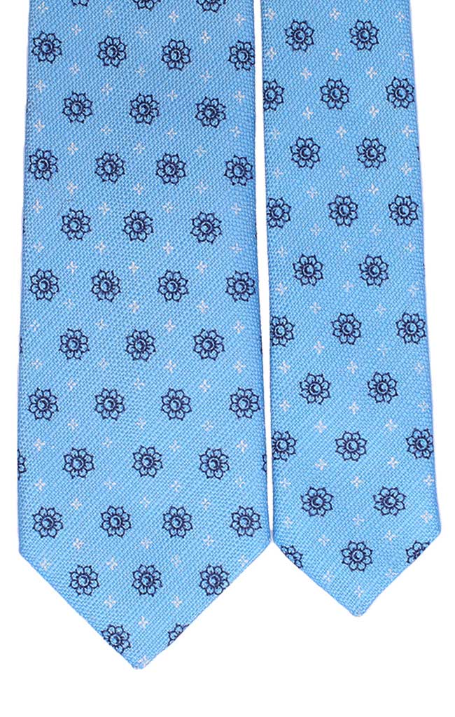 Cravatta di Cotone Celeste Fantasia Blu Bianco Made in Italy Graffeo Cravatte Pala