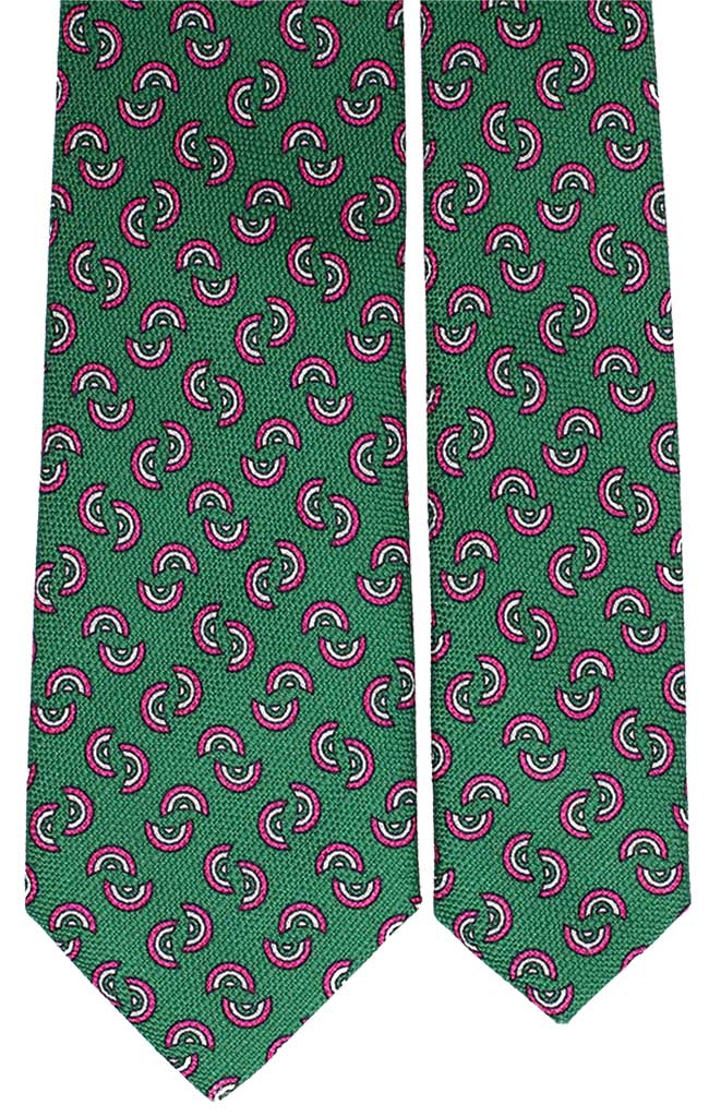 Cravatta di Cotone Verde con Fantasia Rosa Bianca Made in Italy Graffeo Cravatte Pala
