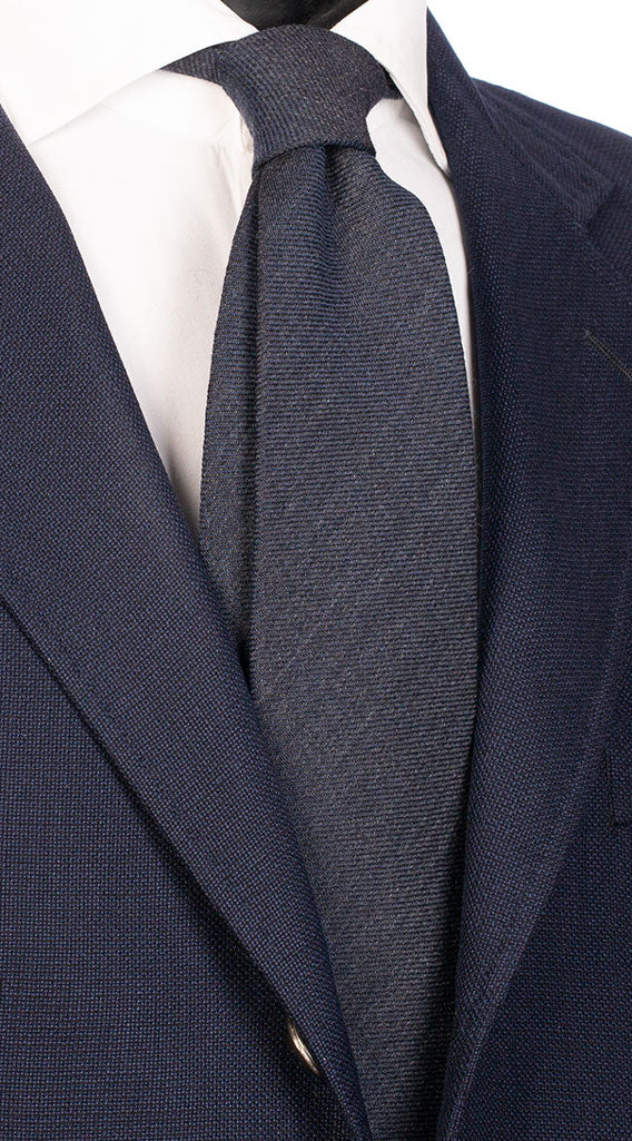 Cravatta Uomo di Lana Blu Tinta Unita Made in Italy Graffeo Cravatte