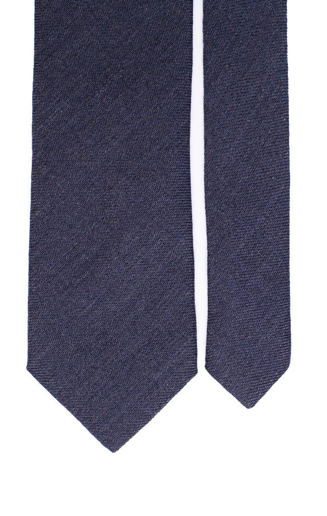 Cravatta Uomo di Lana Blu Tinta Unita Made in Italy Graffeo Cravatte Pala