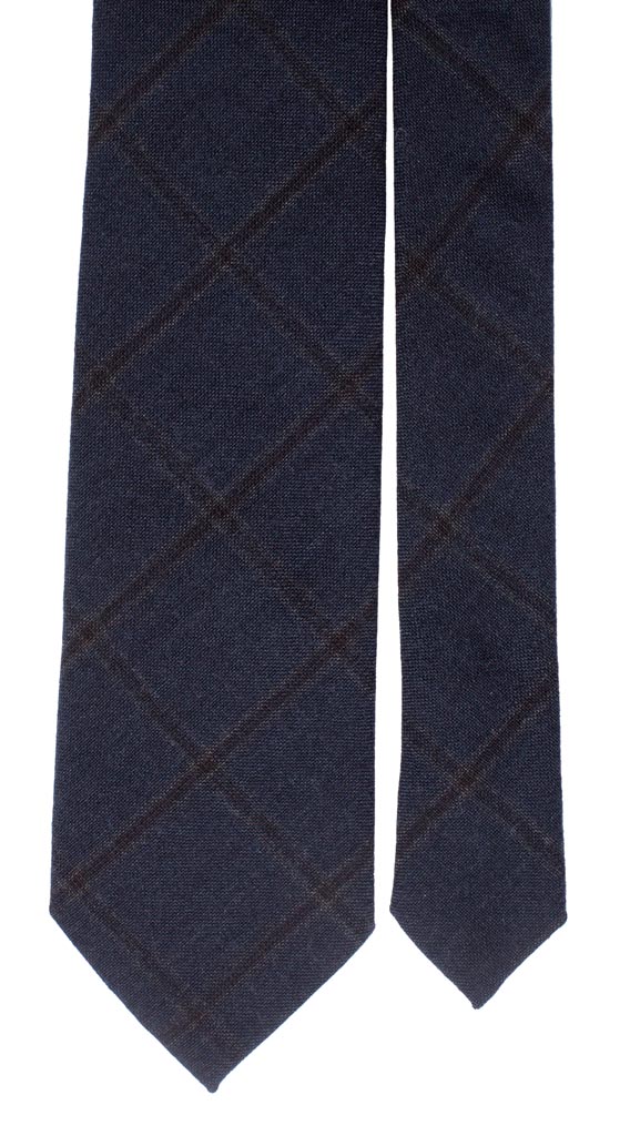 Cravatta di Lana Blu a Quadri Marroni Made in Italy Graffeo Cravatte Pala