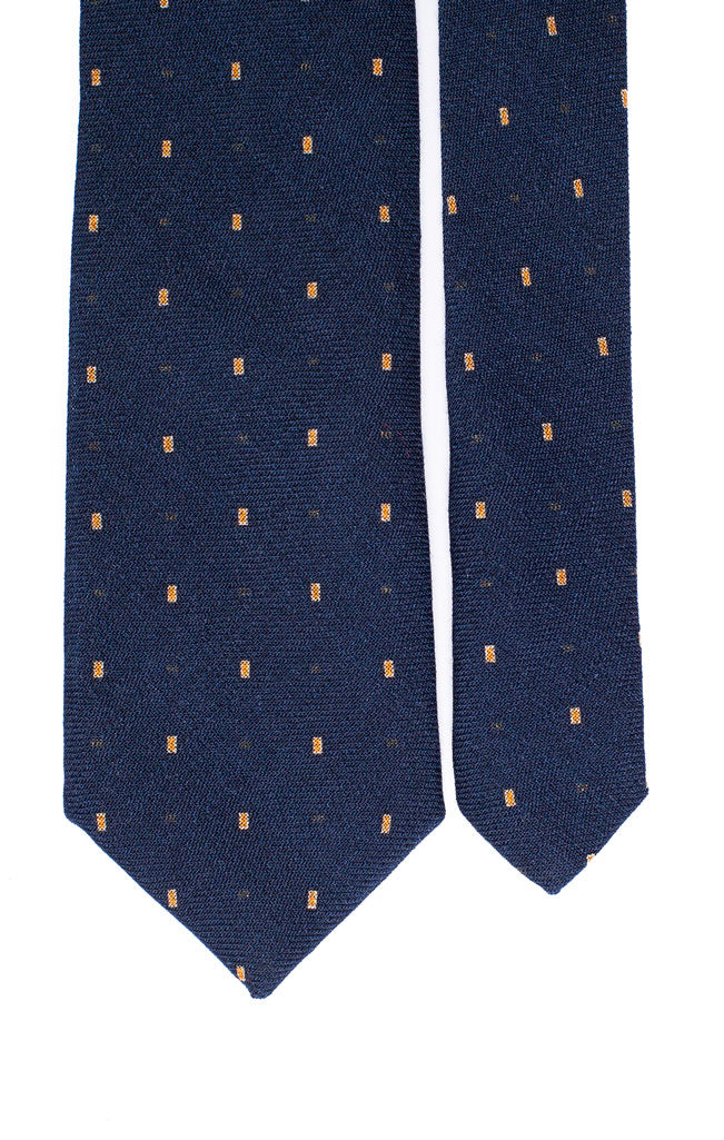 Cravatta di Lana Blu con Micro Fantasia Gialla Bianca Made in Italy Graffeo Cravatte Pala