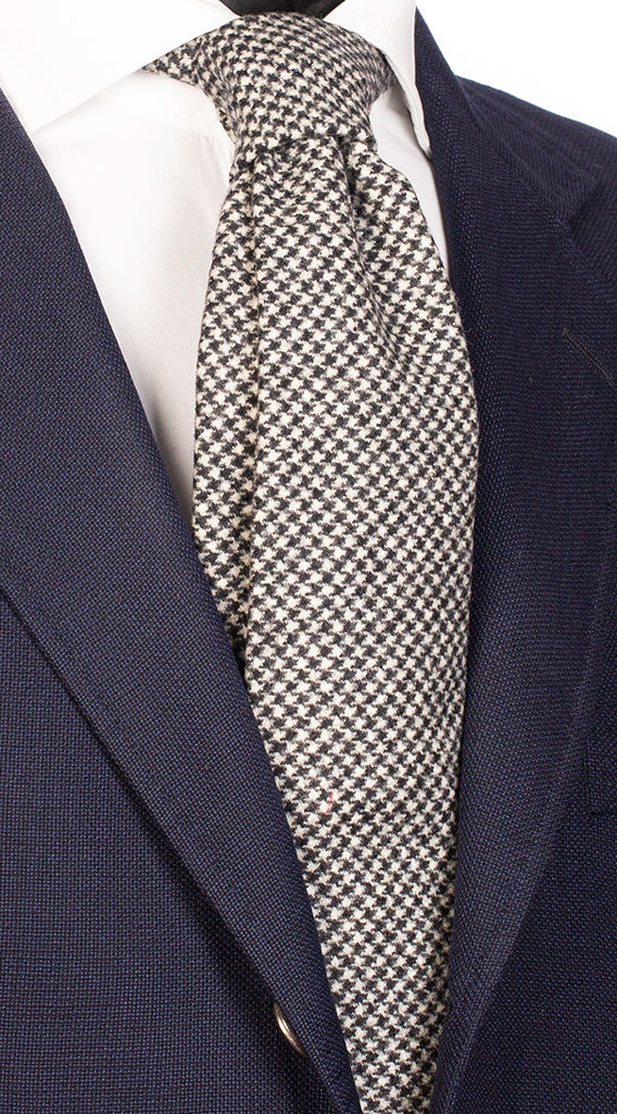 Cravatta di Lana Pied de Poule Nero Bianco Made in Italy Graffeo Cravatte