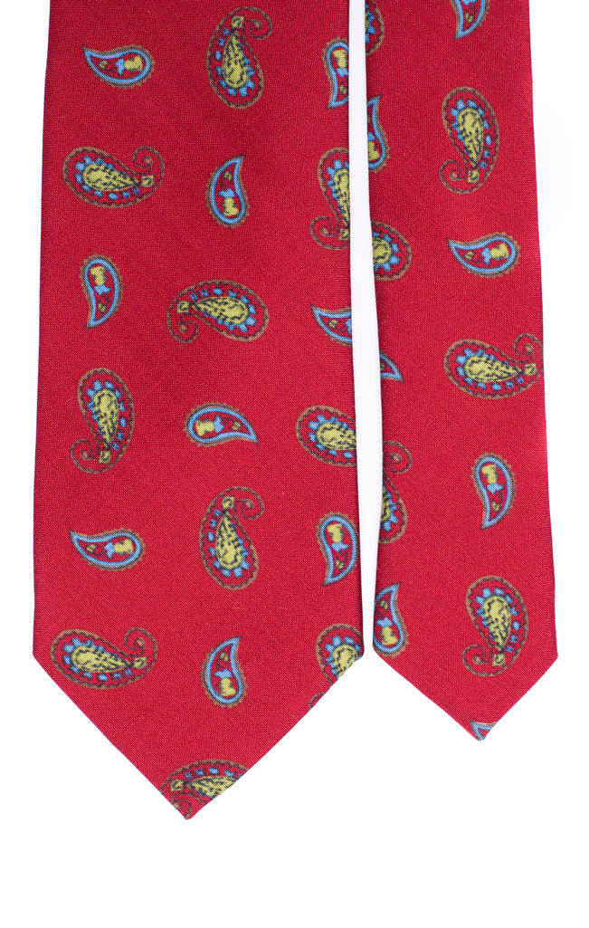 Cravatta di Lana Rosso Paisley Marrone Giallo Celeste Made in Italy Graffeo Cravatte Pala