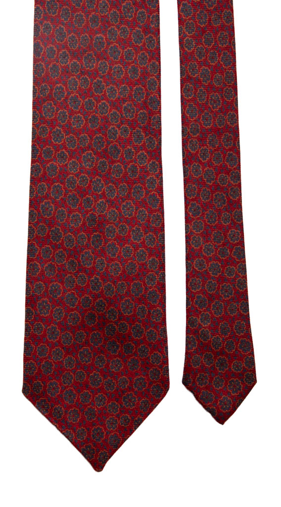 Cravatta di Lana Rossa a Fiori Blu Gialli Made in Italy Graffeo Cravatte Pala