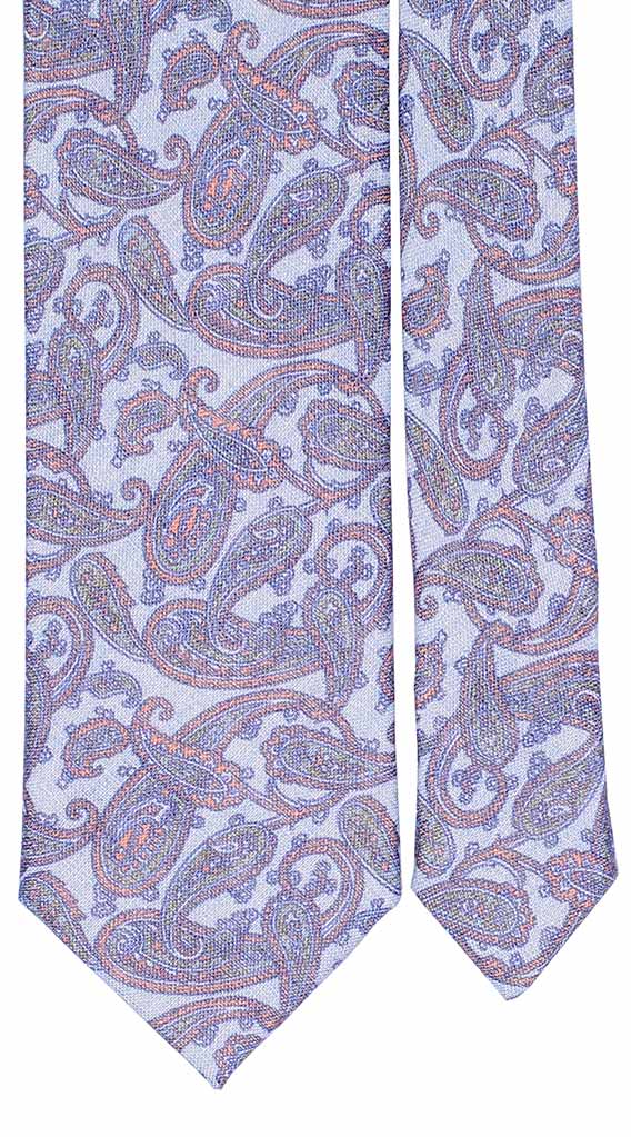 Cravatta di Lino Celeste Paisley Made in Italy Graffeo Cravatte Pala