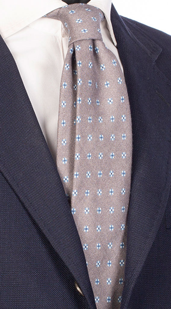 Cravatta di Lino Grigia a Fantasia Made in Italy Graffeo Cravatte