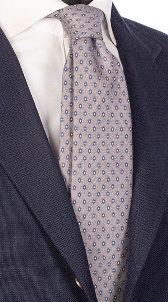 Cravatta di Lino Grigio a Pois Made in Italy Graffeo Cravatte