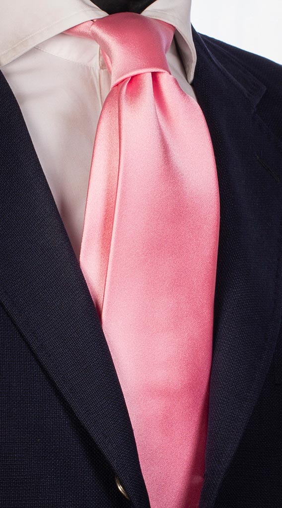 Cravatta di Raso Rosa Tinta Unita Made in Italy Graffeo Cravatte
