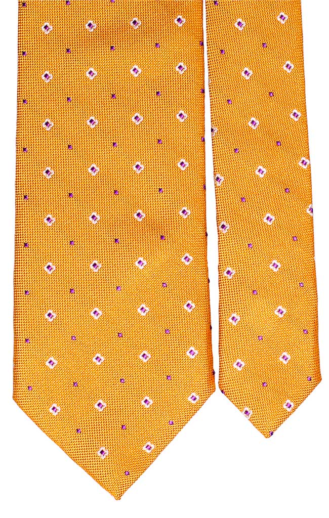 Cravatta di Seta Arancione Fantasia Viola Bianca Made in Italy Graffeo Cravatte Pala