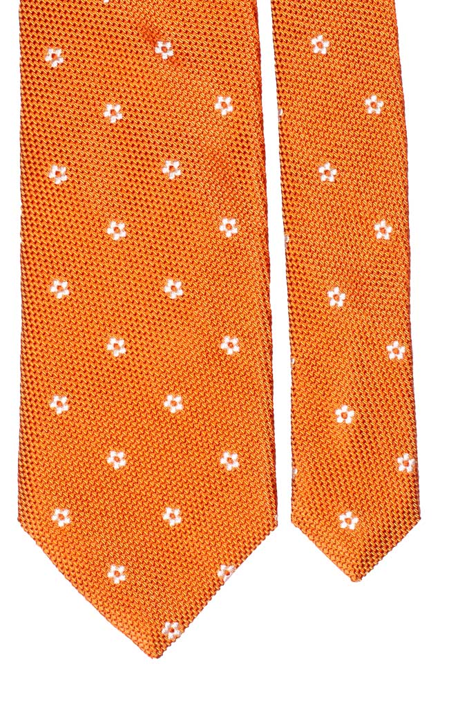 Cravatta di Seta Arancione Fiori Bianchi Made in Italy Graffeo Cravatte Pala