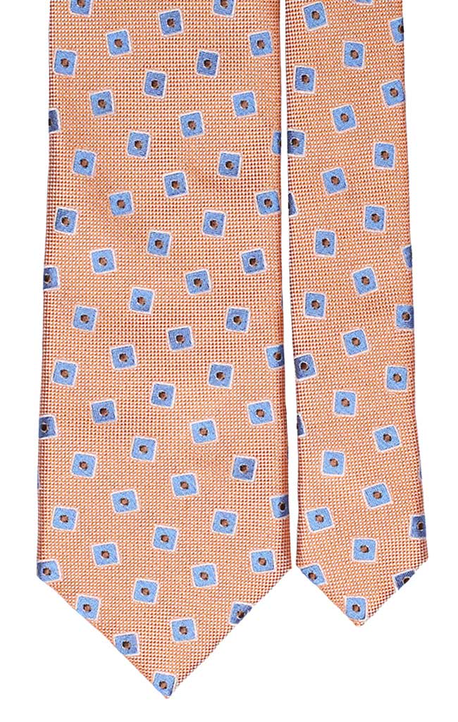 Cravatta di Seta Arancione Grigio Chiaro Fantasia Celeste Marrone Made in Italy Graffeo Cravatte Pala