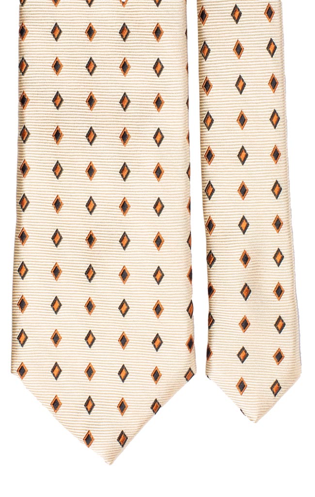 Cravatta di Seta Avorio Fantasia Marrone Made in Italy Graffeo Cravatte Pala