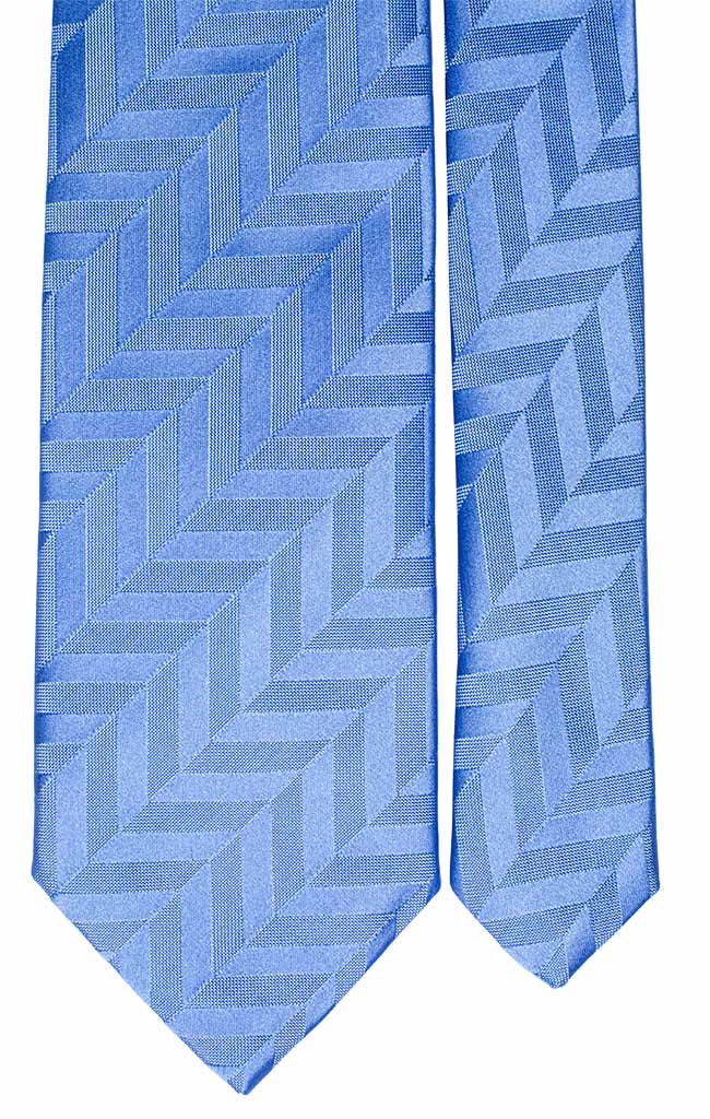 Cravatta di Seta Azzurra Fantasia Lisca di Pesce Tono su Tono Made in italy Graffeo Cravatte Pala
