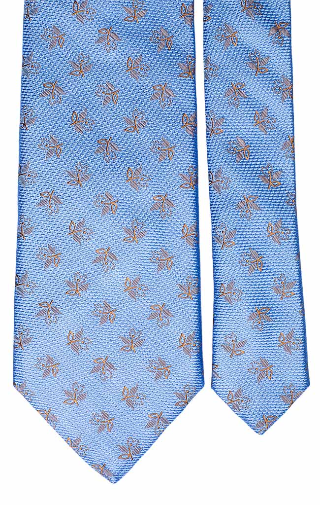 Cravatta di Seta Azzurra a Fiori Marroni Made in Italy Graffeo Cravatte Pala