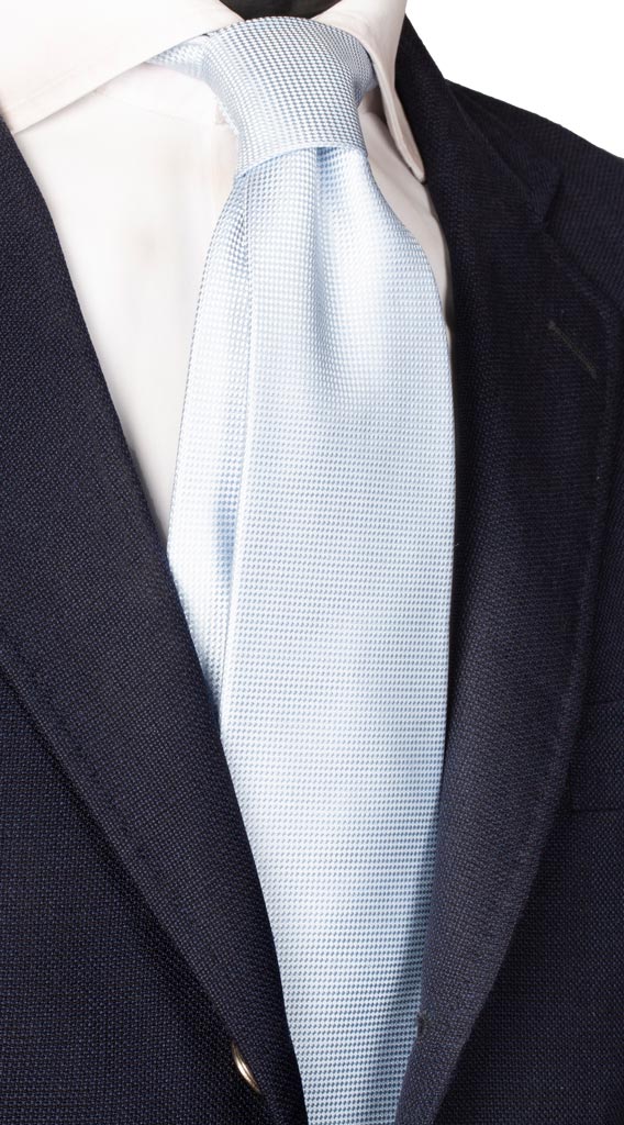 Cravatta di Seta Azzurro Chiaro Tinta Unita Made in Italy Graffeo Cravatte