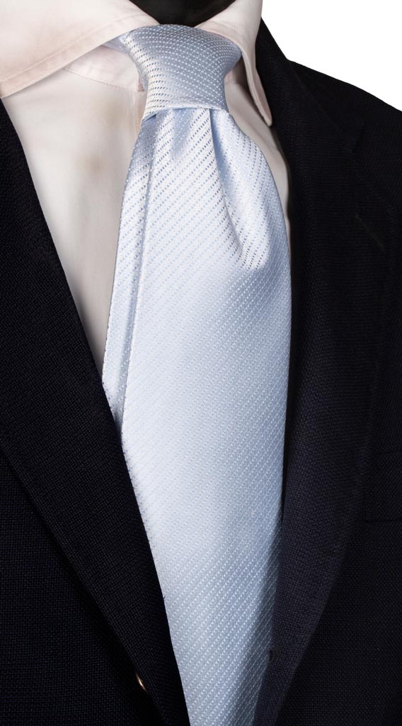 Cravatta di Seta Azzurro Ghiaccio Fantasia Tono su Tono Made in Italy Graffeo Cravatte