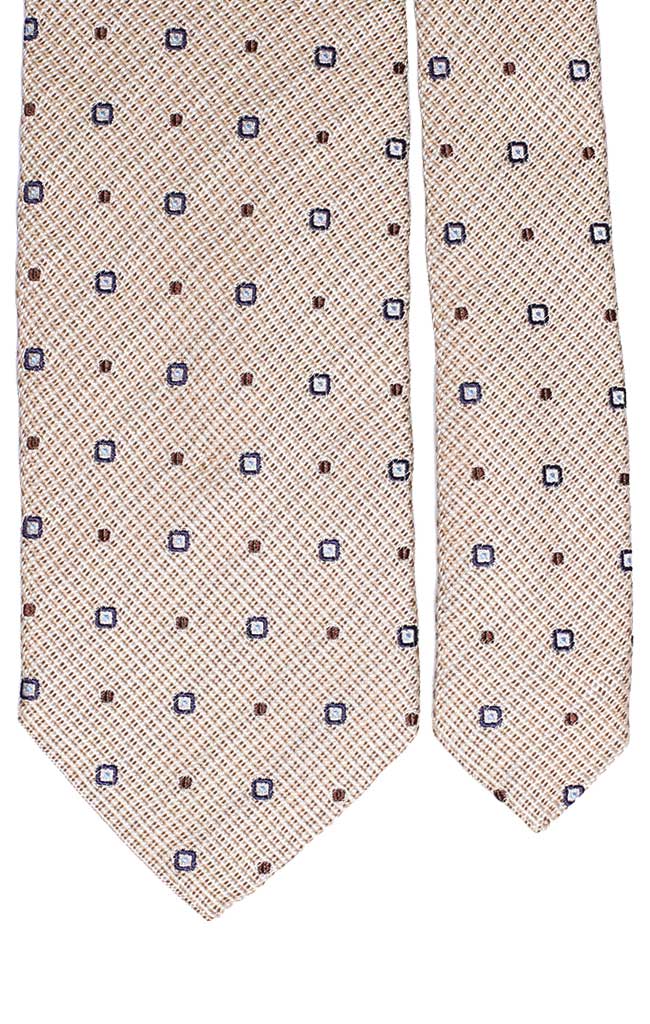 Cravatta di Seta Bianca Beige Fantasia Blu Celeste Marrone Made in Italy Graffeo Cravatte Pala
