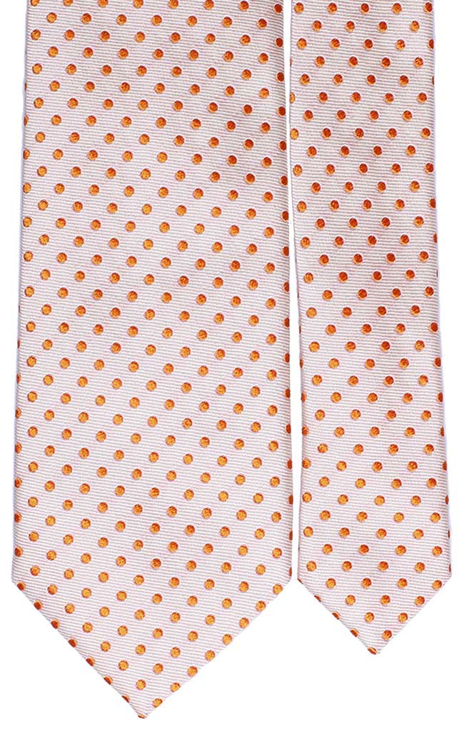Cravatta di Seta Bianca Pois Arancioni Made in italy Graffeo Cravatte Pala