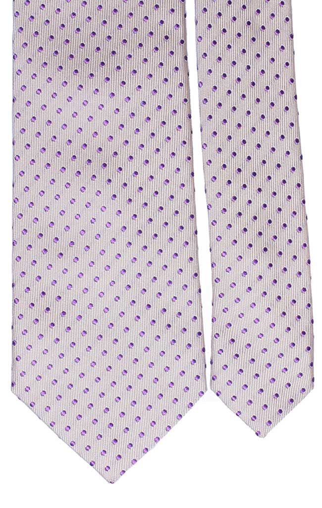Cravatta di Seta Bianca a Pois Viola Made in Italy Graffeo Cravatte Pala