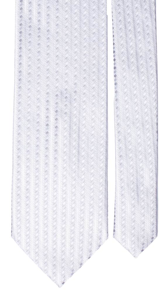 Cravatta di Seta Bianco Perla Fantasia Tono su Tono Grigio chiaro Made in Italuy graffeo Cravatte Pala