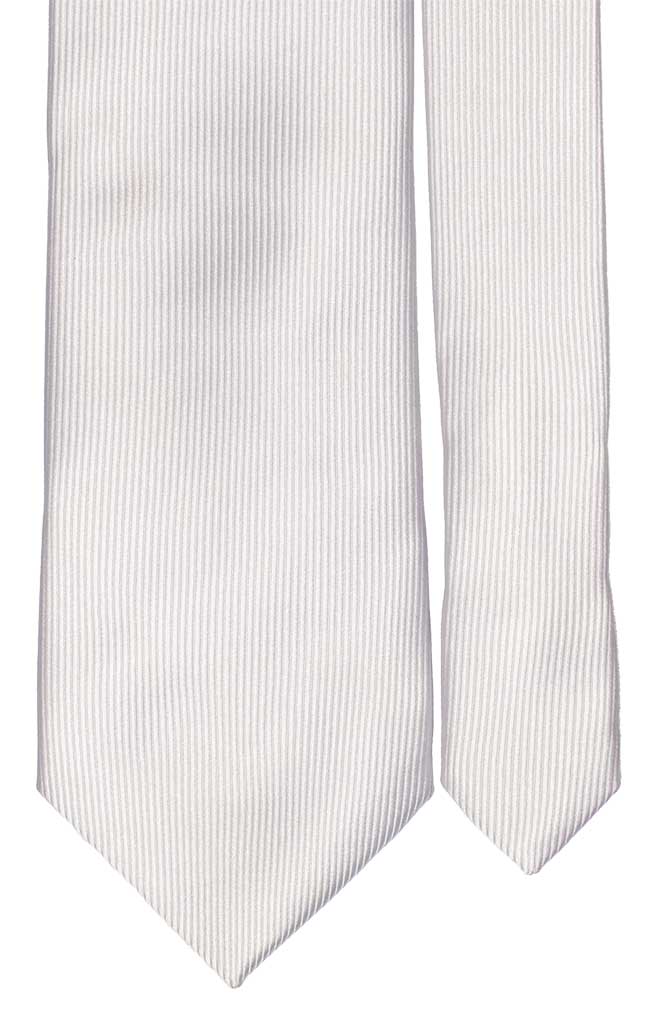 Cravatta di Seta Bianco Perla con Riga Verticale Tinta Unita Made in Italy Graffeo Cravatte Pala