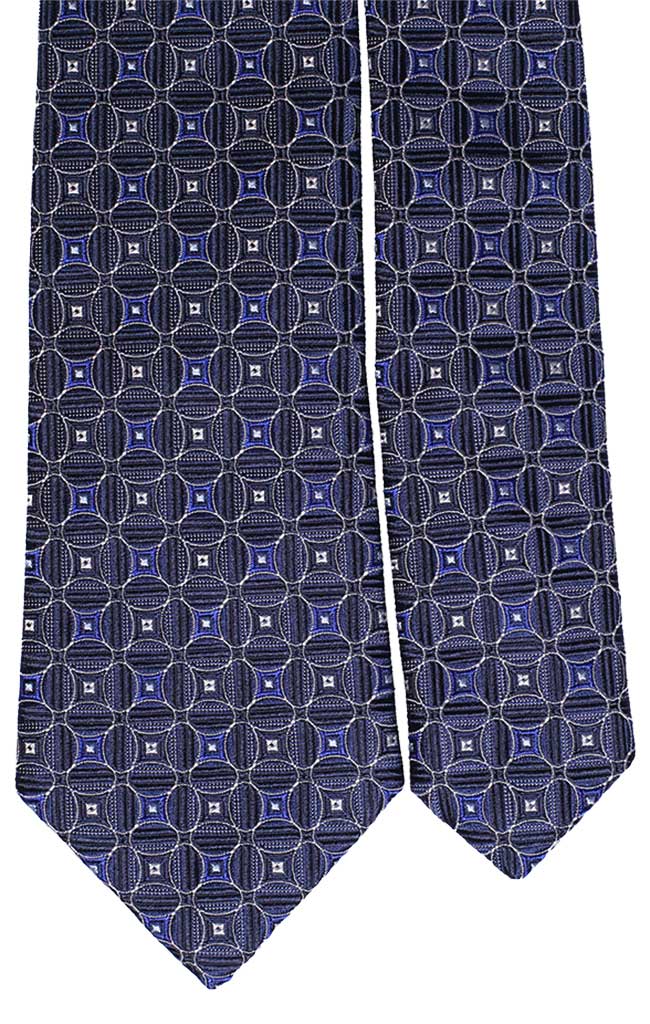 Cravatta di Seta Blu Avio Fantasia Bluette Bianco Celeste Made in Italy Graffeo Cravatte Pala