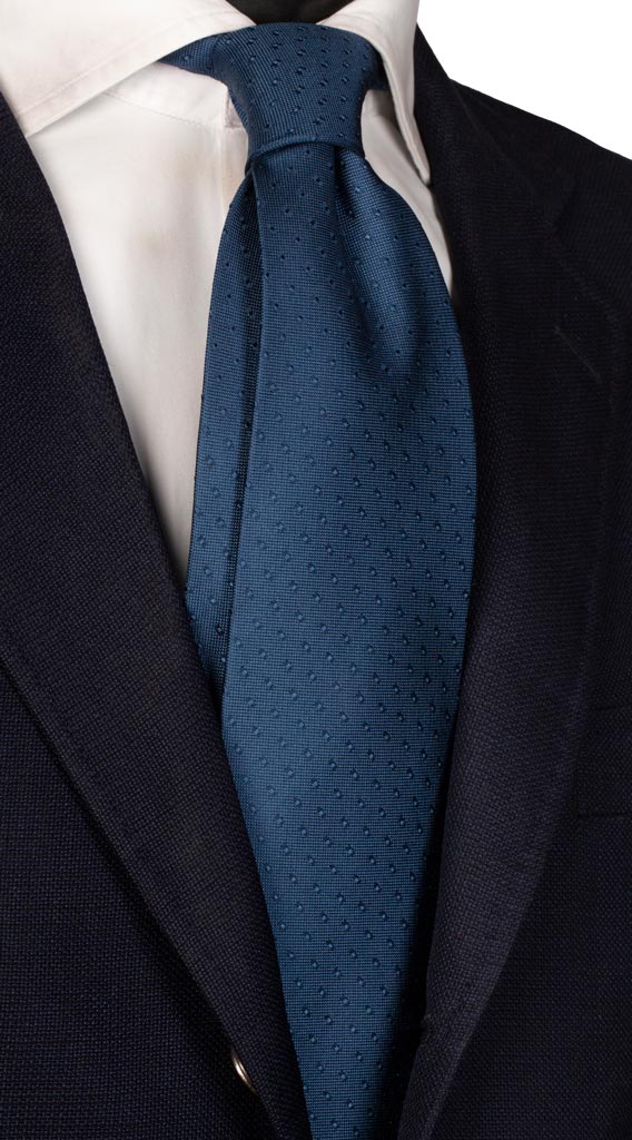 Cravatta di Seta Blu Avio Fantasia Tono su Tono Made in Italy graffeo Cravatte